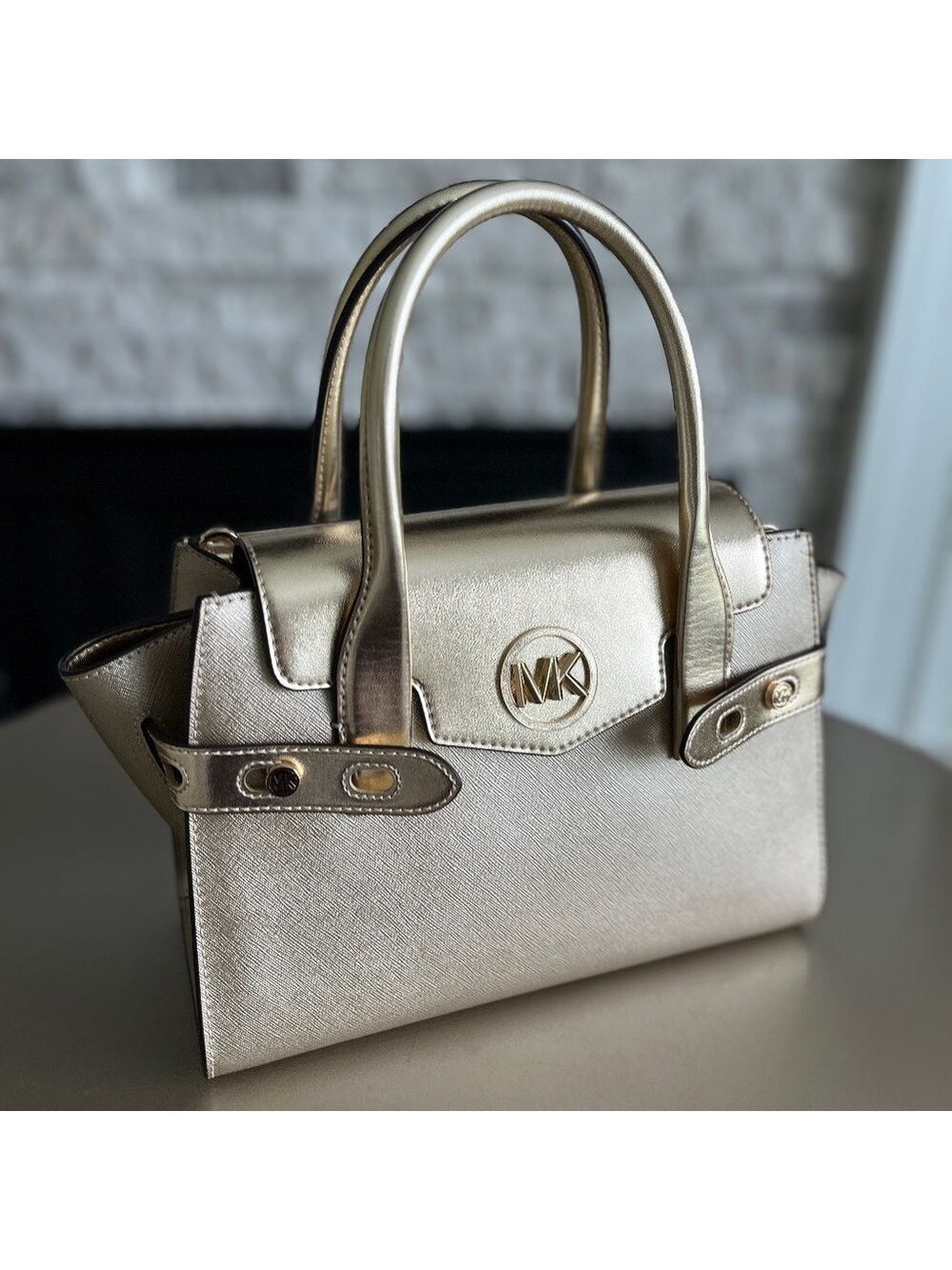Michael Kors Carmen Pale Gold Satchel